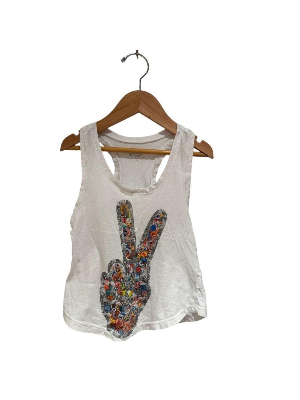 CALIFORNIA VINTAGE Kids White Peace Sign Tank Top